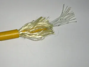 Yellow stranded cable end detail